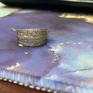 Diamond Anniversary Ring Princess/Round Diamonds 2 1/cttw 14k white gold